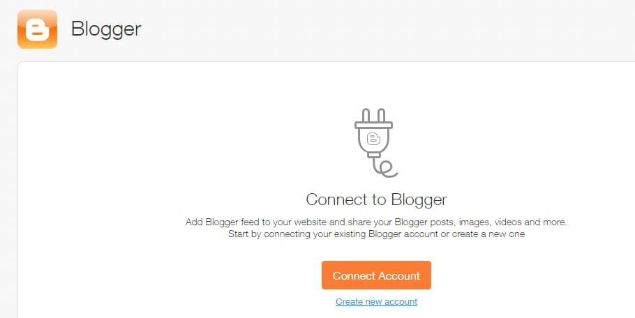 Click Connect to link your blogger account with your Wix website