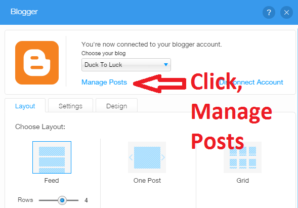 Manage Your blogger posts from wix