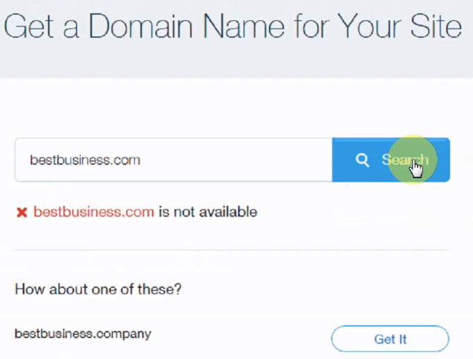 Unavailable domain name example