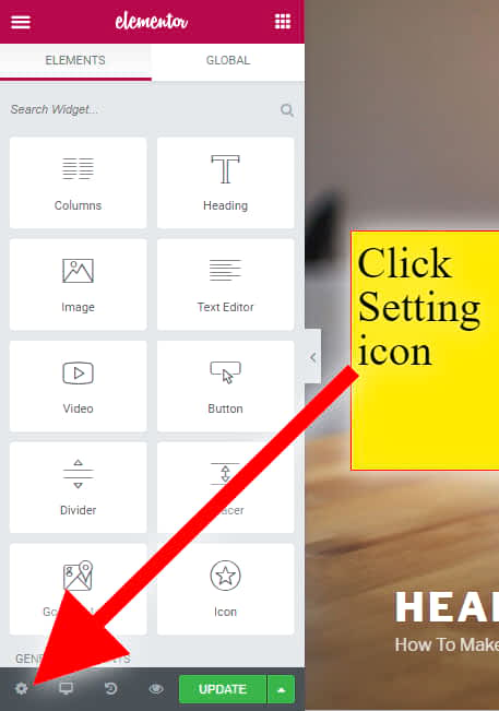 click setting icon