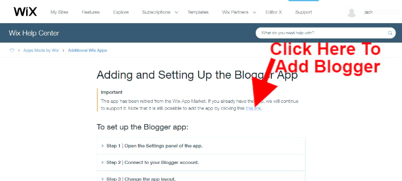 Add blogger to Wix