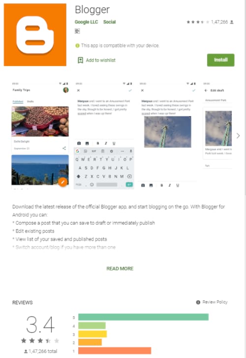 Blogger android app