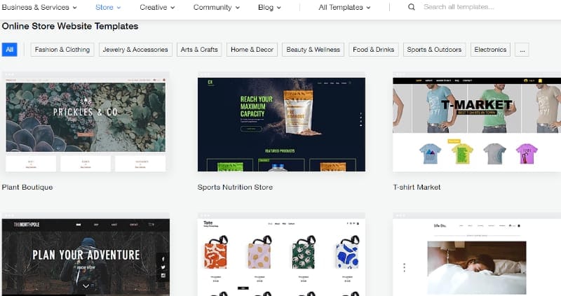 Choose an online store template