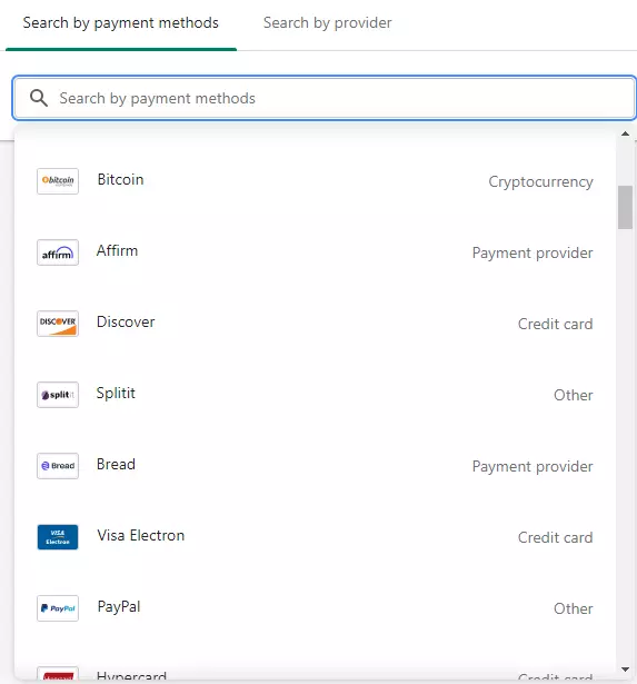 Shopify payment options