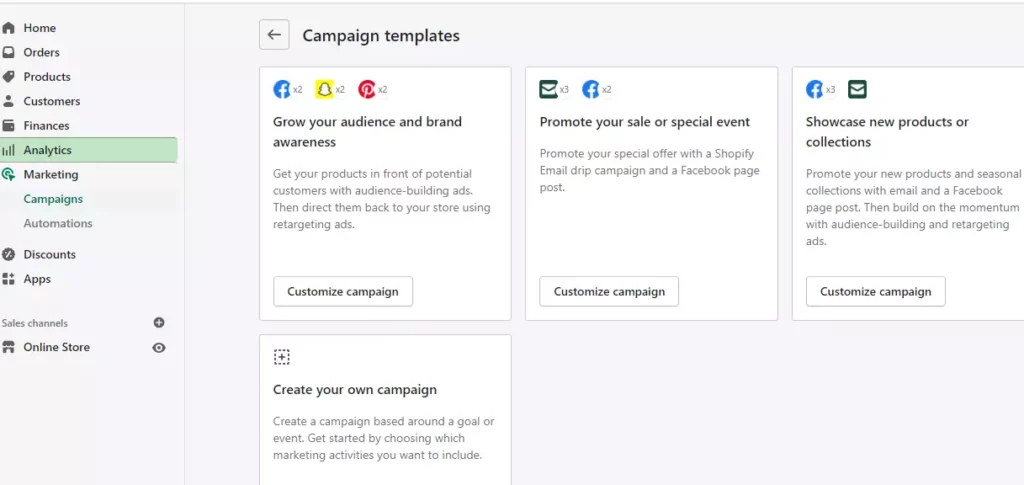 Shopify marketing Campaigns