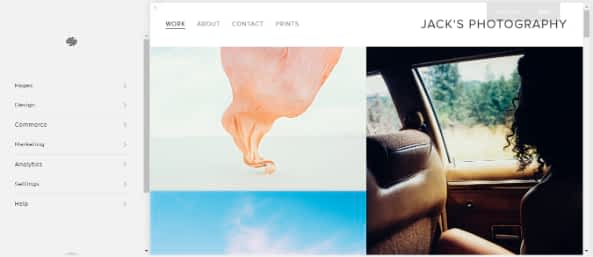 Squarespace photography site editor