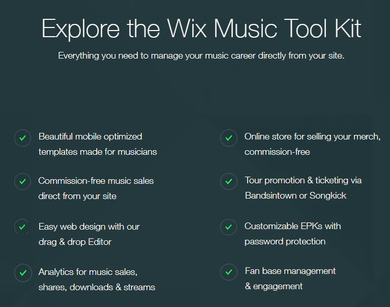 Wix music features