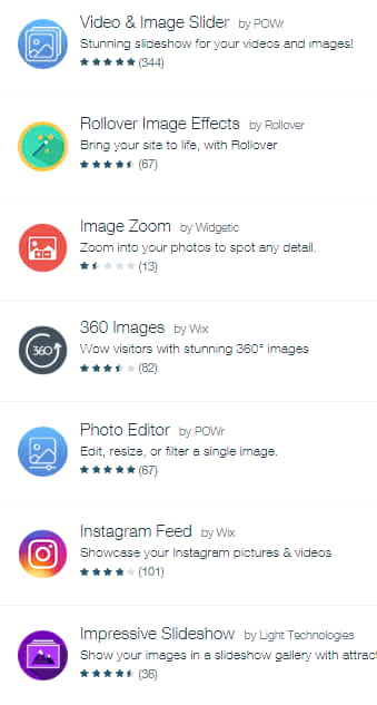 Wix photo related apps for your photography website