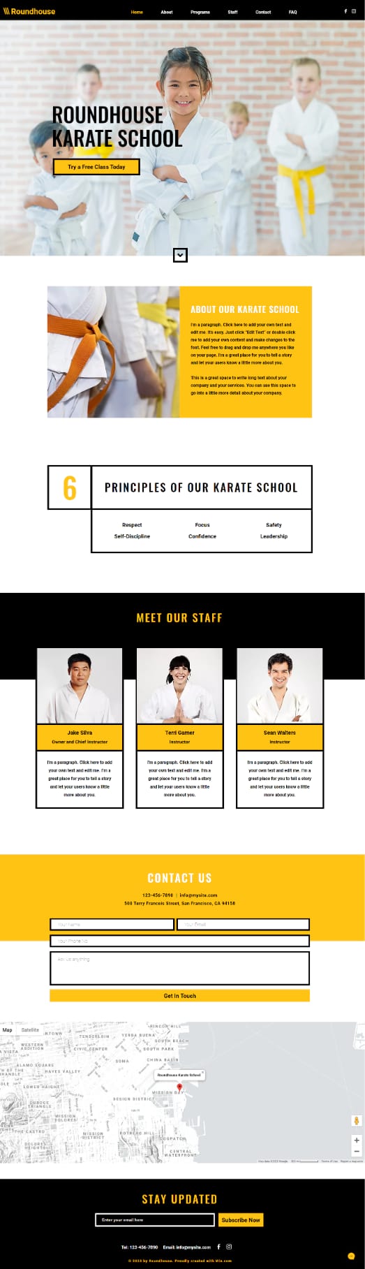karate school website template