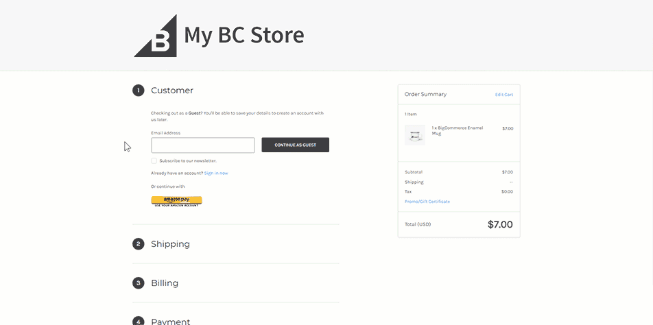 BigCommerce checkout page