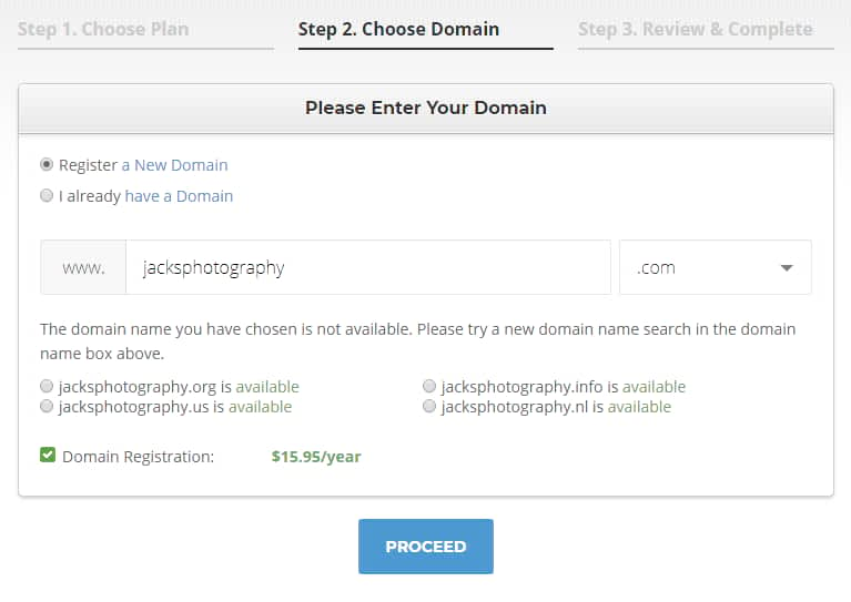 when your photography site domain name does not available, the try different one.